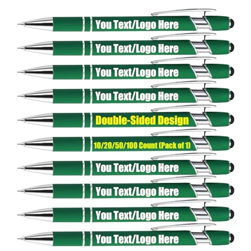 Personalisierte Kugelschreiber mit Gravur Custom Stylus Druckkugelschreiber mit Namen Text Logo Geburts blume Personalisierte Metall Stift Geschenk für Büro Business Schule-10 Stück (Dunkelgrün) von Generic