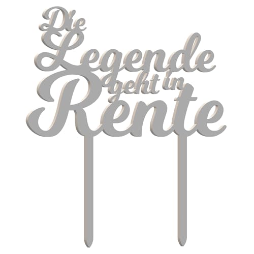 Personalisierter Ruhestand Cake Topper – Farbwahl, Rentner Geschenk, Senioren Partydeko, Rente (Kein Motiv, Silber) von Generic