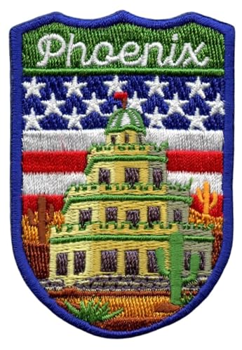 Phoenix Arizona Shield Patch (7,6 cm) Aufbügler Abzeichen Reise USA Souvenir Emblem für Rucksäcke Jacken Hüte Taschen Handwerk Geschenk Patches von Generic