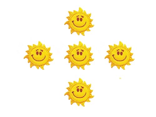 Ploen 5 Stück kleine Mini Sonne Sonnenschein Happy Summer Niedlich Cartoon Nähen Aufbügeln Applikation Abzeichen Schild Patch Kleidung Kostüm von Generic