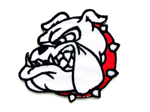 Ploen Head Bulldog Pitbull White Face Cute Cartoon Biker Motorcycle Logo Sew Iron on Embroidered Applique Badge Sign Patches Clothing Costume von Generic