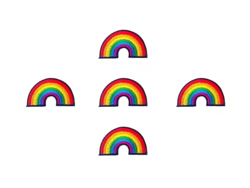 Ploen Mini-Regenbögen, bunt, niedliches Cartoon-Logo, 1 Aufnäher, zum Aufnähen oder Aufbügeln, bestickte Applikation, Abzeichen, Kleidung, Kostüm, 5 Stück von Generic