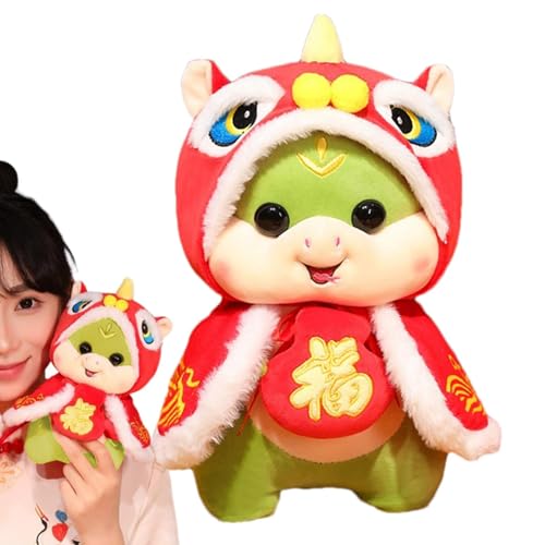 Plüsch-Schlangentier, Schlangen-Plüschpuppe - Süße traditionelle chinesische Maskottchen-Schlangen-Stoffpuppe | Chinesisches Neujahrs-Plüschtier, weiches Haushaltskissen für Kinderzimmer, Schlafsaal von Generic