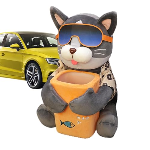 Plysch Hundewagen -Tissue -Box Müll - Hundewagen Tissue Box 2 in 1 | Süße Tissue -Box für Auto, kreative Cartoon -Tiergewebeschachtel, dekorativer Organisator für Autohäuser, Hund von Generic