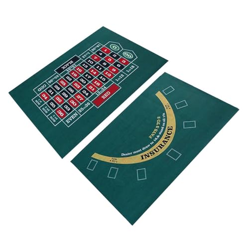 Pokermatte doppelseitig | Table Felt Texas Hold 'Em & Blackjack Kartenspiele | Blackjack-Filzmatte | Tischmatte mit Rollen, platzsparend, 23,62 x 35,43 Zoll von Generic