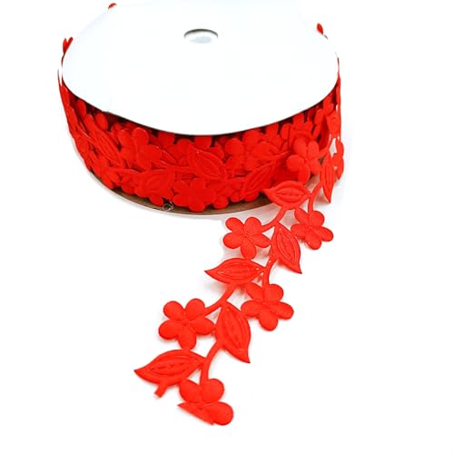 Polyesterfaser, hohle Ranken, Blätter, Bänder, Geschenke, Festivals, Heimkleidung und Accessoires, Dekorationsmaterialien, 2,5 cm Breite x 20 m Länge, Rot von Generic