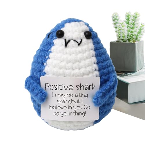 Positive Strickpuppe, Häkelpuppe zur emotionalen positiven Unterstützung – kreative Häkelpuppe, niedliche Puppe mit Positivkarte, handgewebte Wolle für Geburtstag Weihnachten von Generic