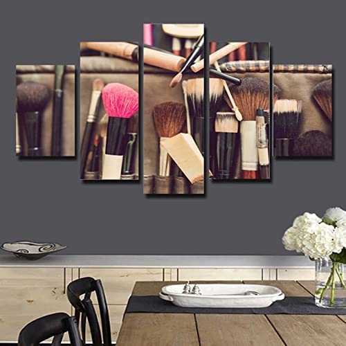 Poster,5 Teilig Leinwanddrucke Leinwand Stück Kunstdruck Modern Wand Aufhängen Home Dekoration Moderne Gemälde Hd Panel Make-Up-Tools Für Den Schönheitssalon (Mit Rahmen 100 X 50 Cm) S-25906110275239 von Generic