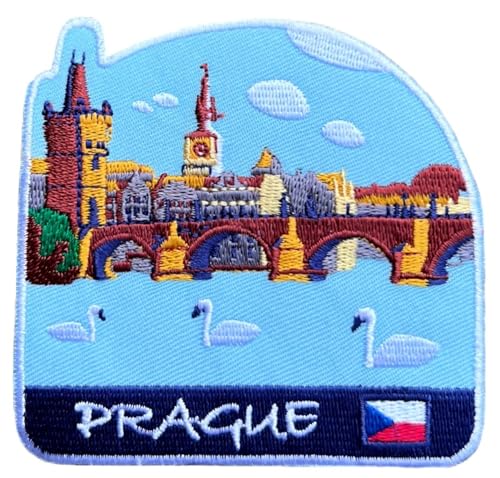 Prag Tschechien Patch (7,6 cm) bestickt zum Aufbügeln / Aufnähen Abzeichen Reise Europa Praha Tschechien Souvenir Emblem Europäische Geschenkflicken von Generic