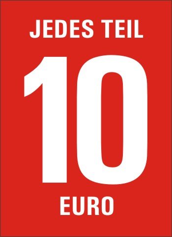 Preisschilder 10 Stück "Jedes Teil 10 Euro" DIN A4 / 21 x 29,7 cm für Räumungsverkauf/ohne Rahmen von Generic