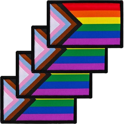 Progress Pride Regenbogenflagge Patch 4pcs Gay Flags Sticked Patches LGBTQ Flags Military Patch Für Kleidung Rucksäcke Hut Pride Ornamente von Generic