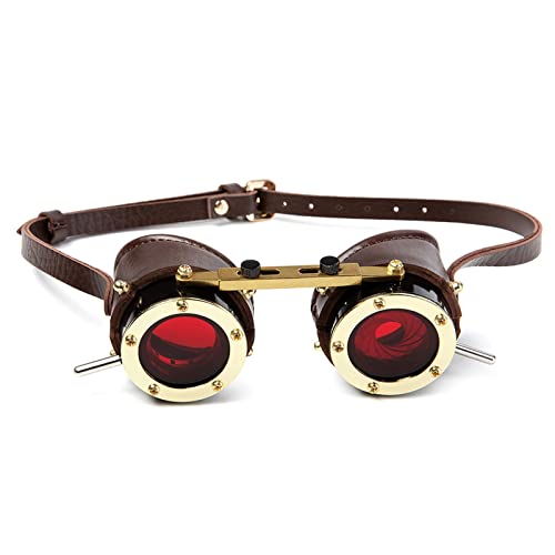 Punk-Brille Steampunk Industrial Retro Brille Halloween Gothic Brille Dunkles Kostümzubehör (Farbe : Braun, Size : One Size) von Generic