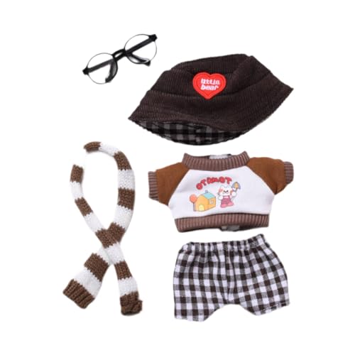 Puppen Outfit Set für 6,69'' Plüschfigur, DIY Kostüm Oberteil Und Hose, Schal-Set Brille von Generic