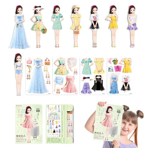 Puppen aus magnetischem Papier, magnetisch, Kostümkleid, Aussparungen für Puppen aus Papier, Prinzessin, magnetisch | Magnet Prinzessin Kleidung Puzzles bunt kleiden Puppe aus Geschenkpapier von Generic