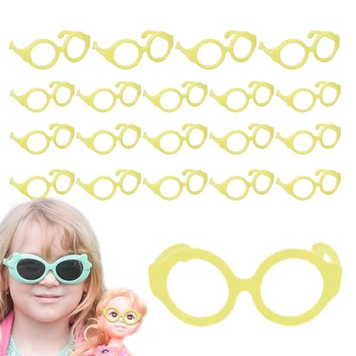 Puppenbrille,Minibrille für Puppen,Linsenlose Puppen-Anziehbrille - Puppen-Anzieh-Requisiten, 20 kleine Gläser, Puppen-Anzieh-Brillen für -Zubehör, Puppen-Anziehzubehör von Generic