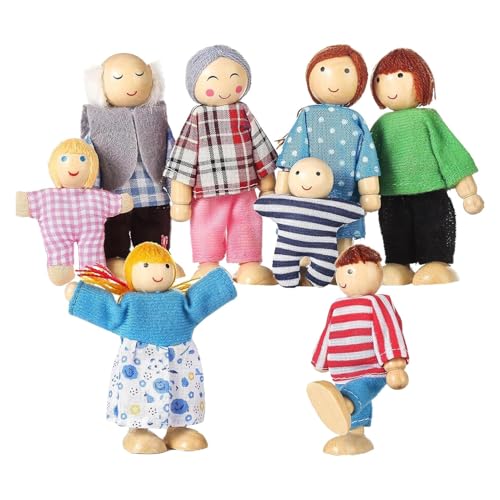 Puppenhausfiguren Aus – Bewegliche Gelenke, Familienfiguren, Tischdekorationsset, Holzfigur | Puppenhaus-Dekoration, Bewegliche Holzpuppen Für Zuhause, Schreibtisch, Flexibles Puppen-Familienset von Generic