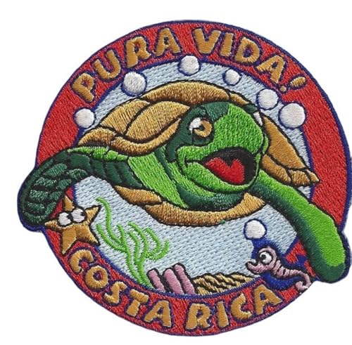 Pura Vida Costa Rica Aufnäher zum Aufbügeln oder Aufnähen, Motiv: Island, reines Leben, Reise-Souvenir, Reisende, Emblem, perfekt für Rucksäcke, Jacken, Hüte, Gepäck, Taschen, DIY-Geschenkflicken von Generic