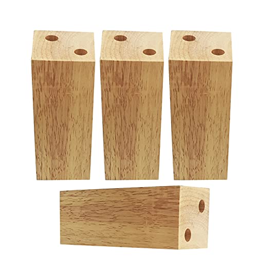 Quadratische Möbelbeine aus Walnussholz, 4er-Set, 10 cm, Massive Holzfüße für DIY-Sofa, Sessel, Liegesessel, Kommode, Couchtisch, Gummi-Tischbeine, Ersatzset für die Renovierung von Wohnmöbe von Generic