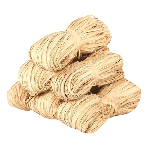 Raffia Stroh - Natural Raffia Ribbon, Raffia Gras | 300 g Bastelgras, Hochzeitsbandhandwerksvorräte, leicht zu schneidende Raffia -Hut -Rohstoffe für Blumenstrauß Dekoration von Generic