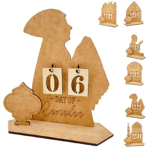 Ramadan Adventskalender 2025, Ramadan Countdown Kalender, Holz Eid Ramadan Mubarak Adventskalender Countdown Kalender Handwerk Ornament, Eid Al Fitr Adventskalender für Arabisch Muslim Islamischer von Generic