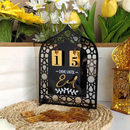 Ramadan Kalender, Eid Mubarak Dekoration DIY Ramadans Dekoration Aus Holz Kalender Countdown Ornament Gebet Ramadan Mubarak Deko Wohnzimmer Geschenke Ramadankalender (F) von Generic