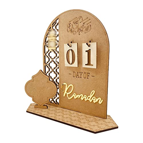 Ramadan Kalender Eid Kalender DIY Ramadan Dekoration Holz Ramadan Deko Eid Adventskalender Ramadan Dekorationen Countdown-Kalender für Zuhause Ramadan Kalender (#A, Einheitsgröße) von Generic