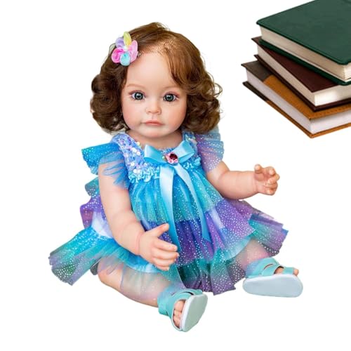 Reborn-Puppe – Realistische Babypuppe, Handgefertigte Lebensechte Babypuppen | Reborn-Puppen Aus Silikonvinyl Mit Kleidung, 22 Zoll Große, Weiche, Realistische Puppe, Geschenkset Für Neugeborenenpuppe von Generic