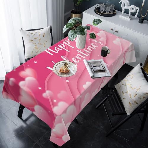 Rechteckig Tischtuch Abstraktes Happy Valentinstag Ombre Rosa Liebesherz Tischdecke Für Küche Abwaschbar Auslaufsicher Drucken Tischdecke, Für Esszimmer, Karneval, 137x183cm von Generic