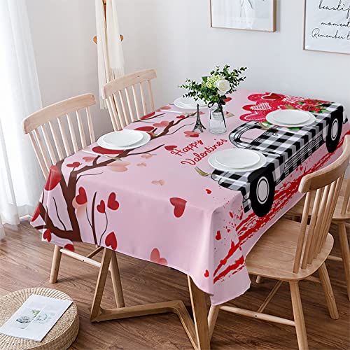 Rechteckig Tischtuch Alles Gute Zum Valentinstag Buffalo Plaid Truck Mit Liebesherz Outdoor Tischdecke Abwaschbar Dekoration Abwaschbar Tischtuch, Für Party, Hochzeit, 137x183cm von Generic