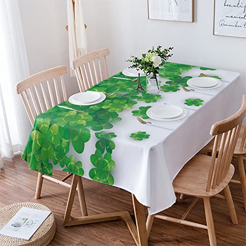 Rechteckig Tischtuch St. Patrick's Day Grüne Blätter Kleeblatt Tischwäsche Sanft Abwaschbar Wasserdicht Tischdecken, Für Party, Esszimmer, 137x183cm von Generic