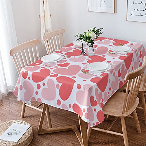 Rechteckig Tischtuch Valentinstag Rot Rosa Liebe Herz Tischdecke Für Küche Abwaschbar Sanft Party Tischdecke, Für Esszimmer, Küche, 137x183cm von Generic