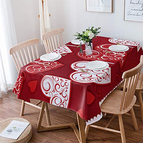 Rechteckig Tischtuch Valentinstag Rot Rosa Liebe Herz Tischwäsche Sanft Pflegeleicht Geburtstagstischdecke, Für Hochzeit, Picknick, 137x183cm von Generic