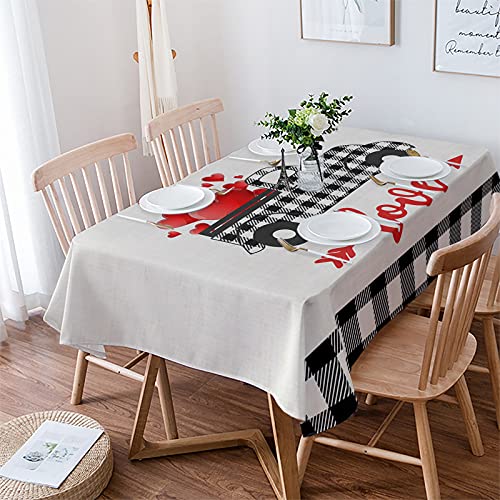 Rechteckig Tischtuch Valentinstag Schwarz Plaid Truck Rotes Herz Liebe Outdoor Tischdecke Sanft Schmutzabweisend Wasserdicht Tischdecken, Für Tischplatte, Partyzubehör, 137x183cm von Generic