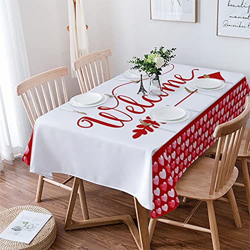 Rechteckig Tischtuch Valentinstag Willkommen Liebe Pfeile Rot Rosa Lieben Wasserdicht Tischdecken Abwaschbar Pflegeleicht Wiederverwendbar Tischwäsch, Für Esszimmer, Home, 137x183cm von Generic