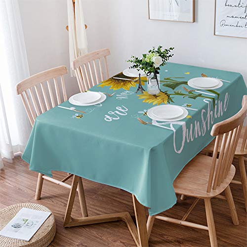 Rechteckige Tischdecke Du Bist Mein Sonnenschein Sonnenblume Biene Teal Grün Tischdecke Für Küche Sanft Schmutzabweisend Party Tischdecke, Für Party, Karneval, 137x183cm von Generic