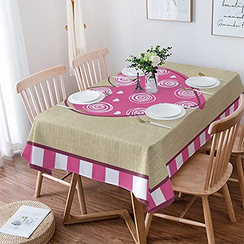 Rechteckige Tischdecke Valentinstag Vintage Liebevolles Herz Rosa Tischdecke Für Küche Auslaufsicher Abwaschbar Party Tischdecke, Für Picknick, Geburtstag, 137x183cm von Generic