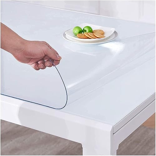 Rechteckige transparente PVC Tischdecke glasklare Tischfolie, wasserdicht, hitzebeständig, kratzfest, pflegeleicht, hochfest, geeignet für Küche, Couchtisch und Garten Praktisches Design und Langlebig von Generic