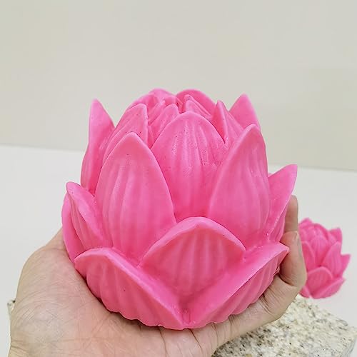 Riesige große Silikonform für Lotus, Rose, Pfingstrose, Blume, verwendet für die Herstellung von Gipskerzen, Harz, Zement, Urlaub, Opferform (groß A Lotus) von Generic