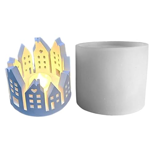 Ring House Tealight Candle Holder Silicone Mold - Zementform Epoxidharz | Gießformen für Gipshandwerk, Ornamente für Innendekoration, Bastelbedarf für Kerzenhalter von Generic