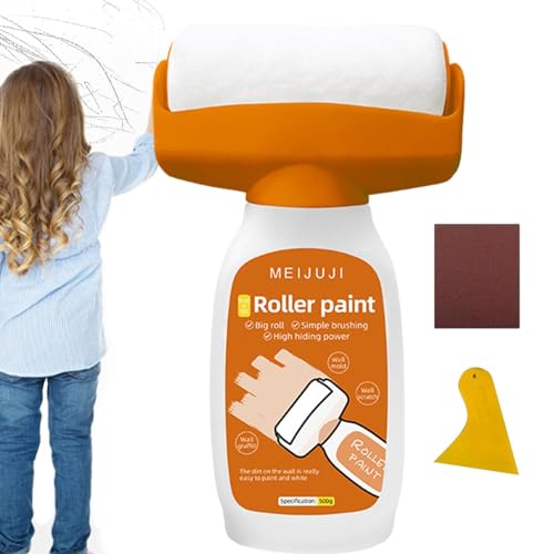 Roll-Wand-Flickenpinsel – 2-in-1-Wandfarbroller-Pinsel mit Paste | Multifunktionales Reparaturwerkzeugset für zu Hause | Ideal für schmutzige Schuhabdrücke, Kindergraffiti, Risse, Chips, Flecken und von Generic