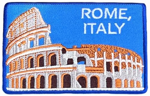 Rom Italien Patch (4,25 Zoll) Aufbügler / Aufnähen Abzeichen Reise Europa Souvenir Kolosseum Kolosseum Roma Italien Emblem Wappen Geschenk Patches von Generic