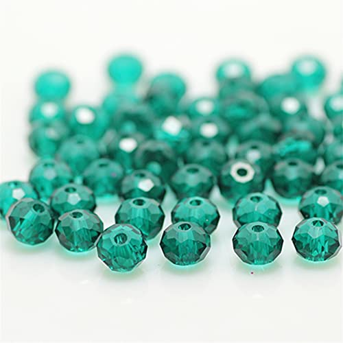 Rondelle-Perlen, 2 mm, 4 mm, 6 mm, 8 mm, facettierte Kristallperlen, Glasperlen, lose Abstandshalter, runde Perlen für Schmuckherstellung (2 mm, 170 Stück, Blaugrün) von Generic