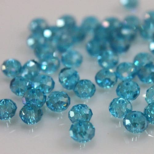 Rondelle-Perlen, 2 mm, 4 mm, 6 mm, 8 mm, facettierte Kristallperlen, Glasperlen, lose Abstandshalter, runde Perlen für Schmuckherstellung (4 mm, 120 Stück, Seeblau) von Generic