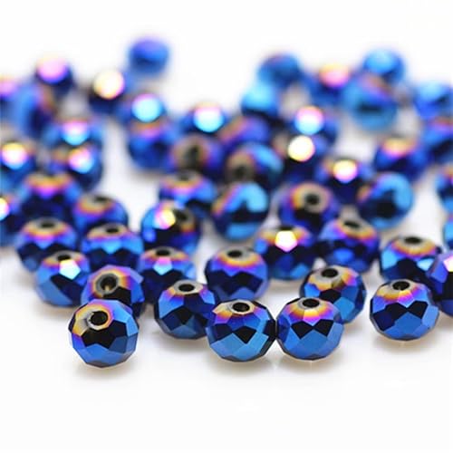 Rondelle-Perlen, 2 mm, 4 mm, 6 mm, 8 mm, facettierte Kristallperlen, Glasperlen, lose Abstandshalter, runde Perlen für Schmuckherstellung (4 mm, 120 Stück, glänzendes Blau) von Generic