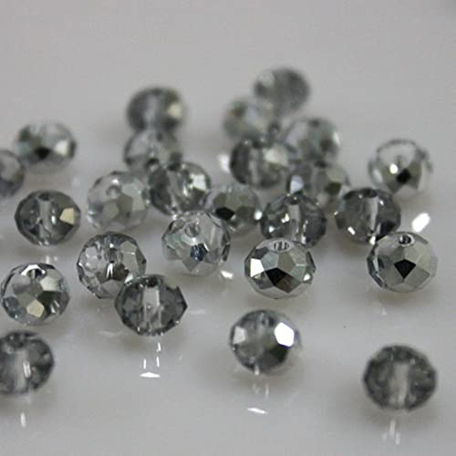 Rondelle-Perlen, 2 mm, 4 mm, 6 mm, 8 mm, facettierte Kristallperlen, Glasperlen, lose Abstandshalter, runde Perlen für Schmuckherstellung (6 mm, 50 Stück, halbes Silber) von Generic