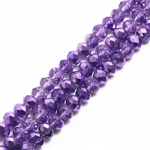 Rondelle-Perlen, 2 mm, 4 mm, 6 mm, 8 mm, facettierte Kristallperlen, Glasperlen, lose Abstandshalter, runde Perlen für Schmuckherstellung (8 mm, 65 Stück, Ran Purple) von Generic