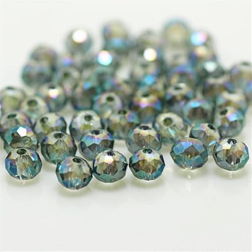 Rondelle-Perlen, 2 mm, 4 mm, 6 mm, 8 mm, facettierte Kristallperlen, Glasperlen, lose Abstandshalter, runde Perlen für Schmuckherstellung (8 mm, 65 Stück, Transparentes Grün) von Generic