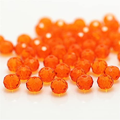 Rondelle-Perlen, facettierte Kristallperlen, Glasperlen, lose Abstandshalter, runde Perlen für Schmuckherstellung, 2 mm, 4 mm, 6 mm, 8 mm, Orange, 50 Stück von Generic