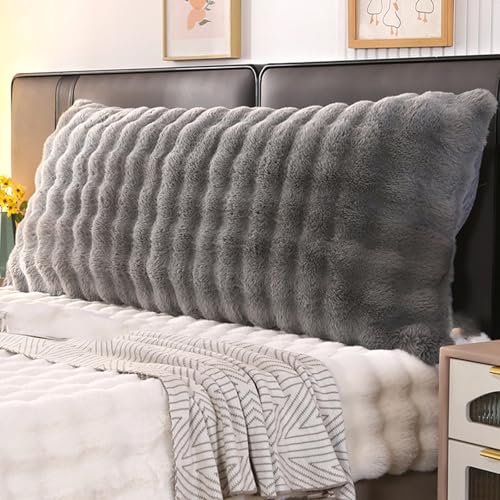 Rückenkissen Bett Lesekissen für Bett und Sofa Lesekissen für Bett Rückenlehne Bett Zarter Plüschstoff, mit Riemen Befestigt Bietet Optimalen Supportive Rückenkissen Bett(Gray,180x55x20cm) von Generic