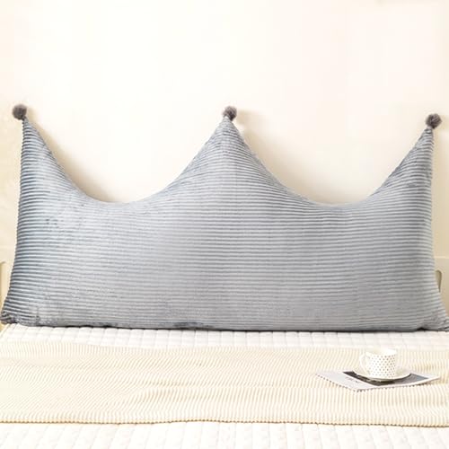 Rückenkissen Sofa Lesekissen für Bett und Sofa Wandkissen Bett Plüschstoff mit Riemen Keilkissen, Rückenpolster für Die Wand, Sitzkissen, Wandkissen(Gray,120 * 70cm) von Generic